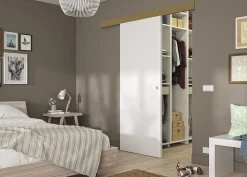 Kit porte coulissante MDF prêt à peindre 83 cm + Rail Optimum