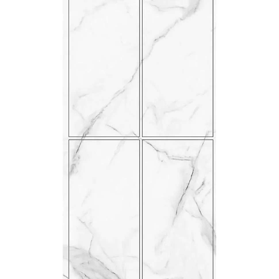 Lot de 4 Dalles Murales Douche SPC/PVC Décor Marbre Blanc brillant - 59,2x118,4cm - 2,8M²
