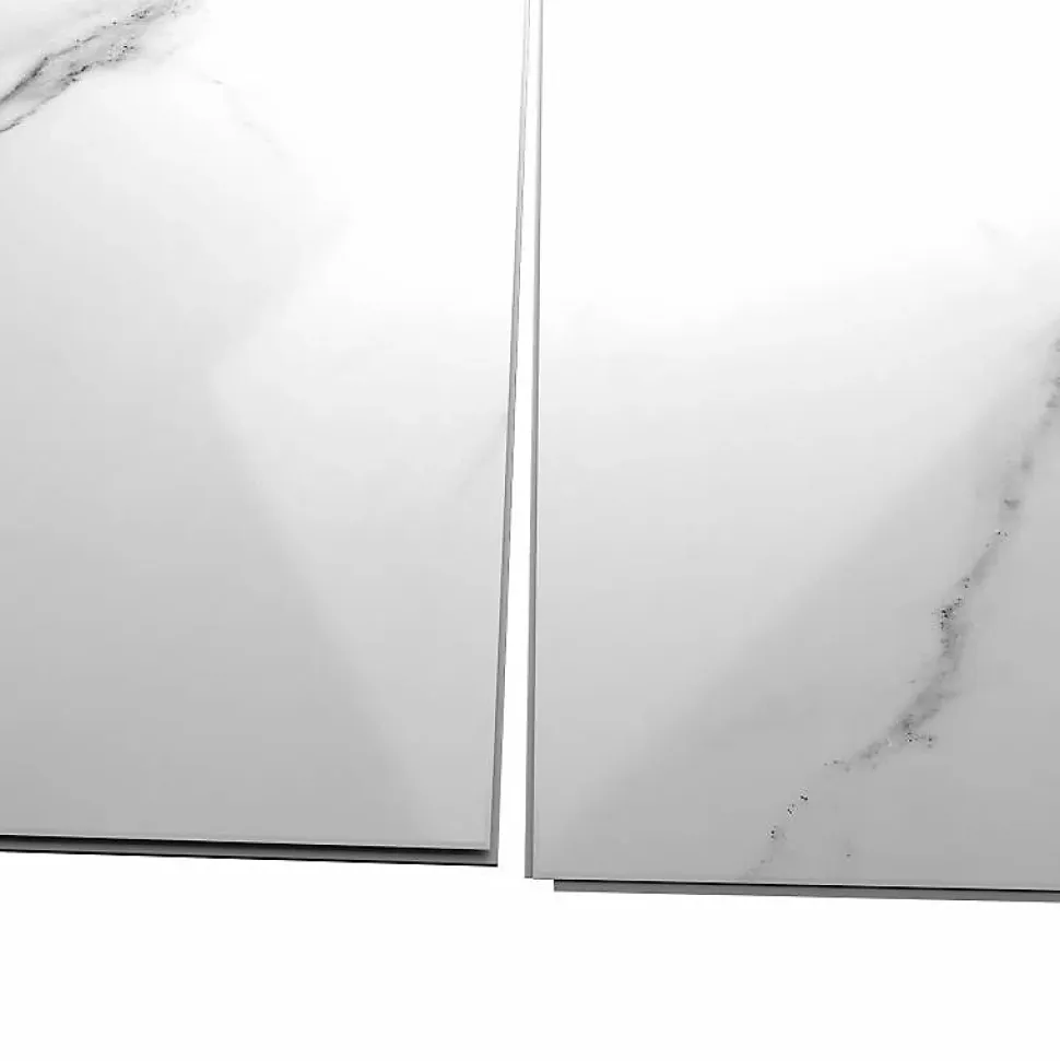 Lot de 4 Dalles Murales Douche SPC/PVC Décor Marbre Blanc brillant - 59,2x118,4cm - 2,8M²