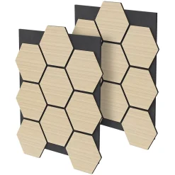 Lot de 2 panneaux acoustiques hexagonaux 66x81 cm 1m² isolation phonique chêne