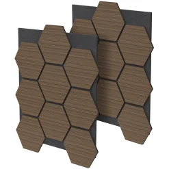 Lot de 2 panneaux acoustiques hexagonaux 66x81 cm 1m² isolation phonique marron