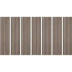 Lot de 7 Panneaux muraux tasseaux bois 120x30x1 cm - Pack tête de lit 160 - Lamelles chêne clair véritable fond noir 2,52 m²