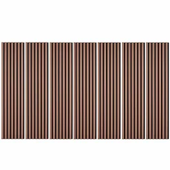 Lot de 7 Panneaux muraux tasseaux bois 120 x 30 x 1,9 cm - Pack tête de lit - Lamelles terracotta / feutrine noir - 2,52m²