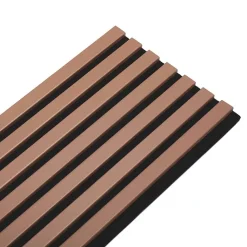 Lot de 7 Panneaux muraux tasseaux bois 120 x 30 x 1,9 cm - Pack tête de lit - Lamelles terracotta / feutrine noir - 2,52m²