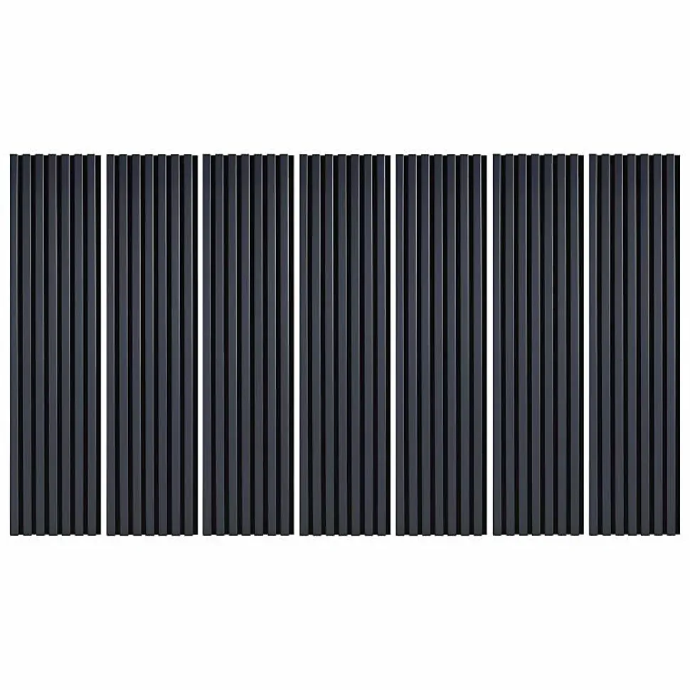 Lot de 7 Panneaux muraux tasseaux bois 120 x 30 x 1,9 cm - Pack tête de lit - Lamelles bleu nuit / feutrine noir - 2,52m²