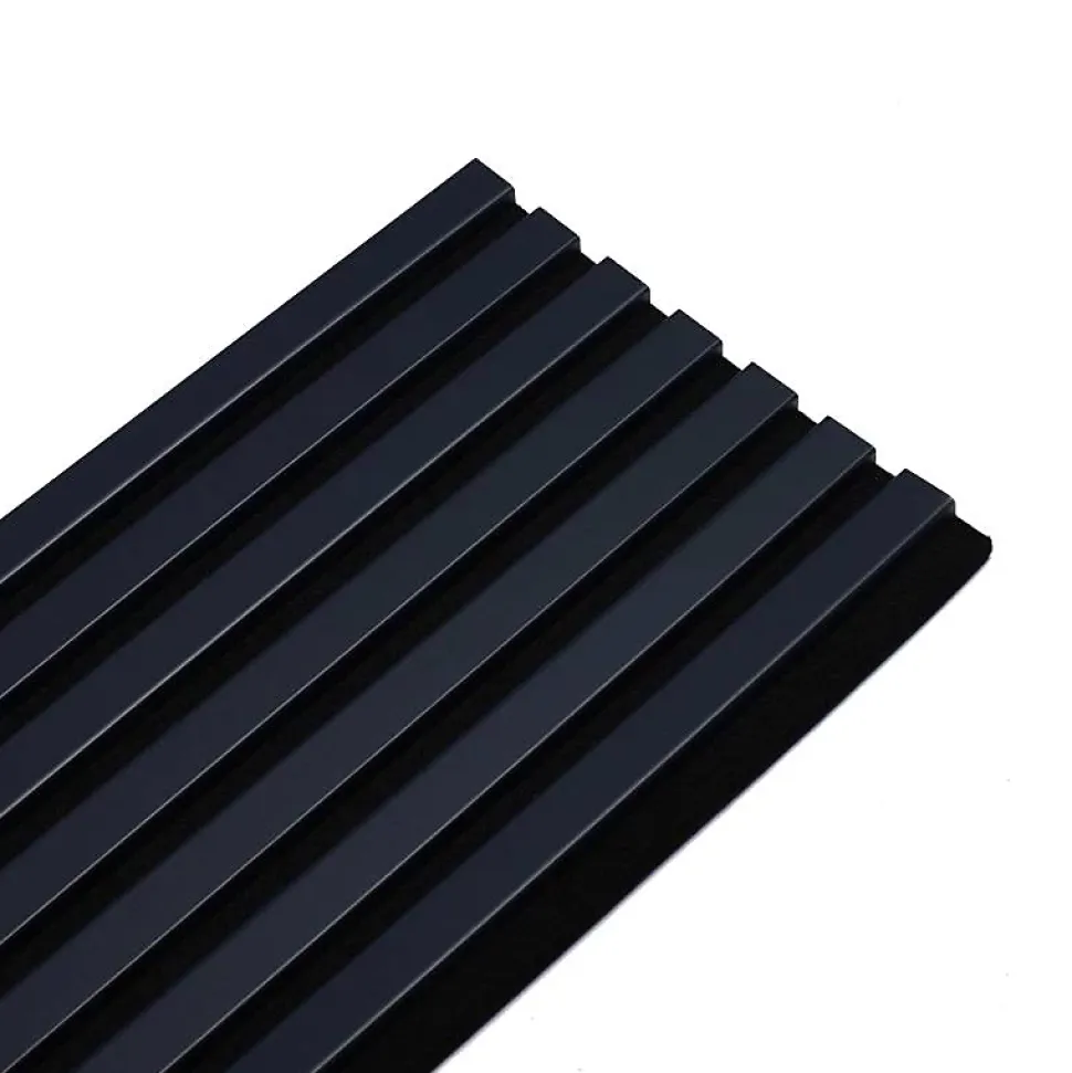 Lot de 7 Panneaux muraux tasseaux bois 120 x 30 x 1,9 cm - Pack tête de lit - Lamelles bleu nuit / feutrine noir - 2,52m²
