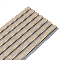 Lot de 7 Panneaux muraux tasseaux bois 120x30x1,9 cm - Pack tête de lit - Lamelles décor chêne / feutrine grise 2,52 m²