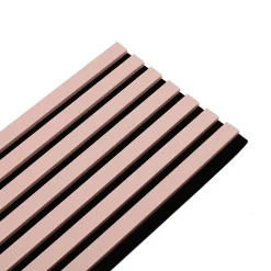 Lot de 7 Panneaux muraux tasseaux bois 120 x 30 x 1,9 cm - Pack tête de lit - Lamelles rose pastel / feutrine noir - 2,52m²