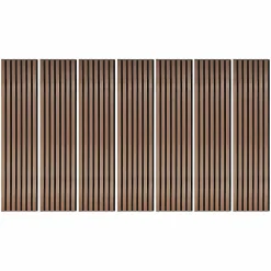 Lot de 7 Panneaux muraux tasseaux bois 120 x 30 x 1,9 cm - Pack tête de lit - Lamelles rose gold / feutrine noir - 2,52m²