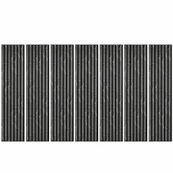 Lot de 7 Panneaux muraux tasseaux bois 120 x 30 x 1,9 cm - Tête de lit - Lamelles décor marbre noir / feutrine noir - 2,52m²