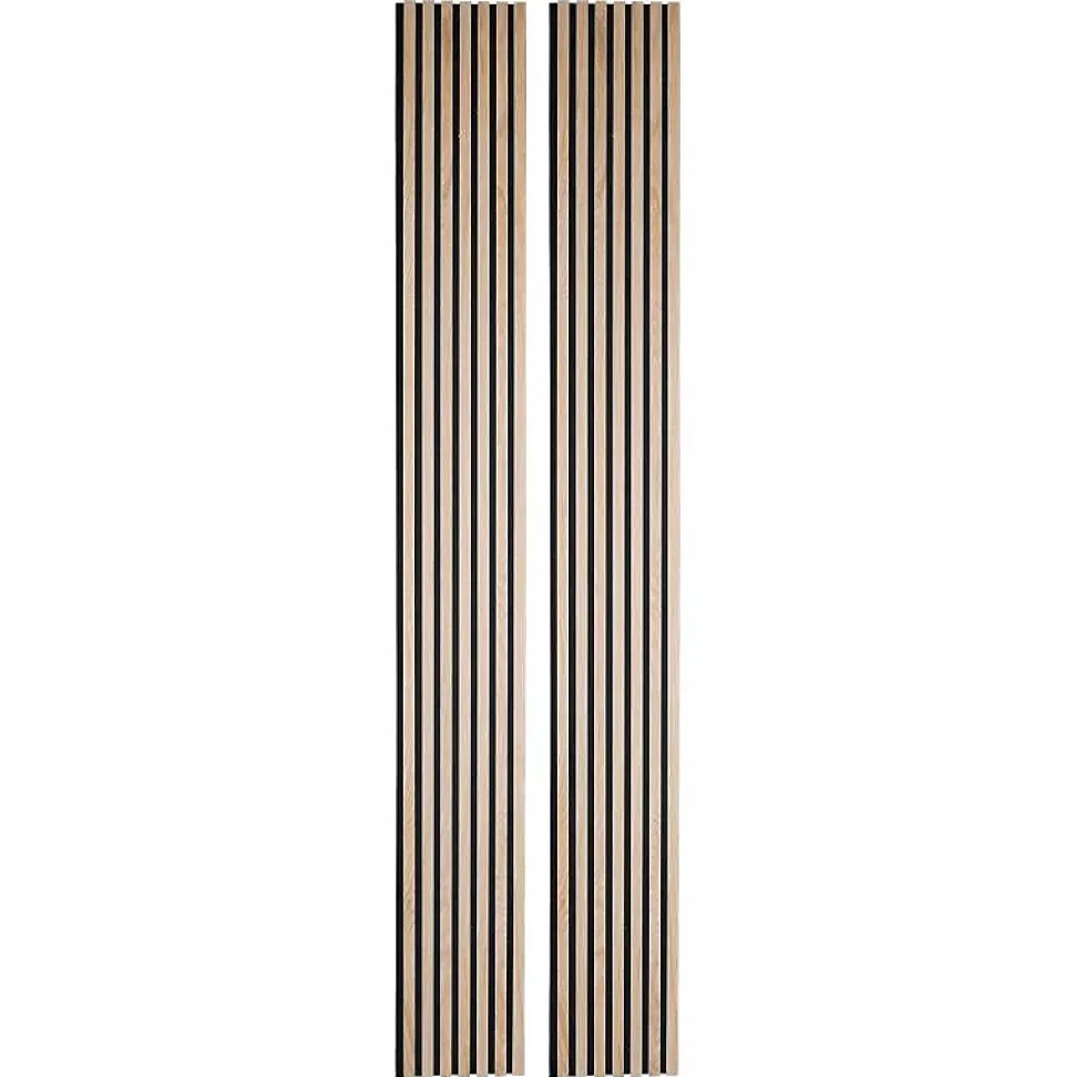 Lot de 2 Panneaux tasseaux bois 250 x 30 x 1,9 cm - décor chêne clair fond noir - 1,5m²