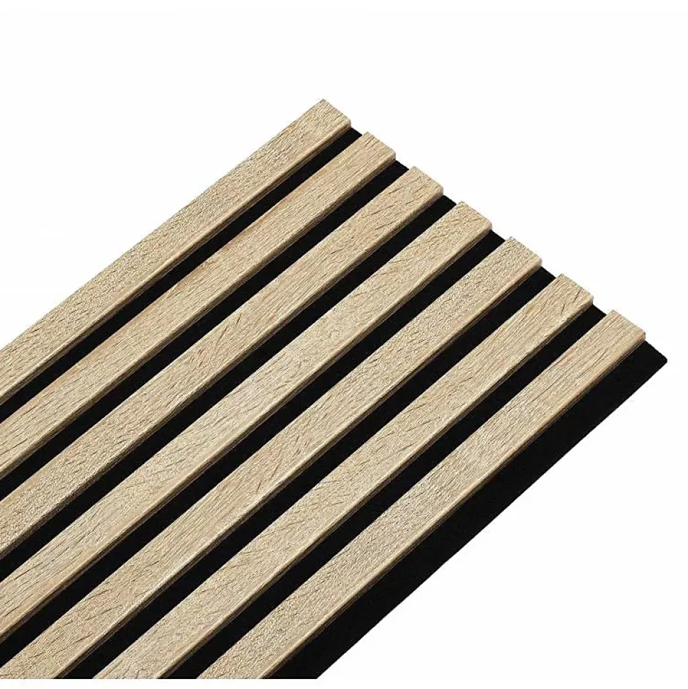 Lot de 2 Panneaux tasseaux bois 250 x 30 x 1,9 cm - décor chêne clair fond noir - 1,5m²