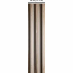 Lot de 2 Panneaux tasseaux bois 250 x 30 x 1,9 cm - décor chêne clair fond noir - 1,5m²
