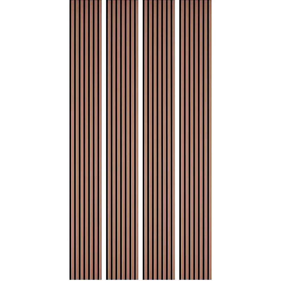 Lot de 4 Panneaux tasseaux bois 250 x 30 x 1,9 cm - terracotta/feutrine noir - 3m²
