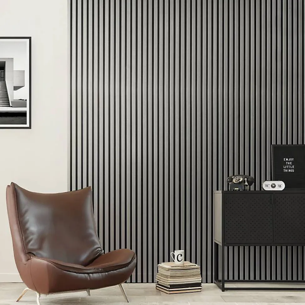 Lot de 2 Panneaux tasseaux bois 250 x 30 x 1,9 cm - alu/feutrine noir - 1,5m²