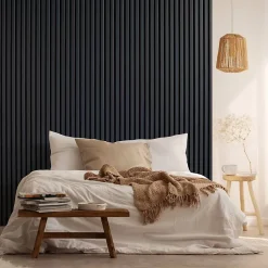 Lot de 2 Panneaux tasseaux bois 250 x 30 x 1,9 cm - bleu nuit/feutrine noir - 1,5m²