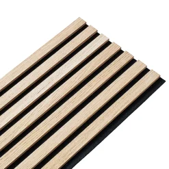 Lot de 5 panneaux tasseaux bois 250x30x1 cm - Pack Mur TV bois 150cm - Lamelles chêne clair véritable fond noir - 3,75m²