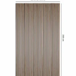 Lot de 5 panneaux tasseaux bois 250x30x1 cm - Pack Mur TV bois 150cm - Lamelles chêne clair véritable fond noir - 3,75m²