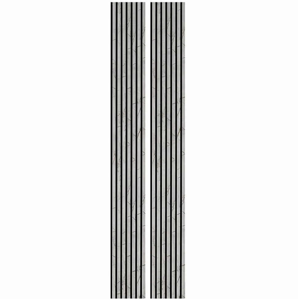 Lot de 2 Panneaux tasseaux bois 250 x 30 x 1,9 cm - décor marbre gris/feutrine noir - 1,5m²