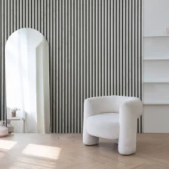 Lot de 2 Panneaux tasseaux bois 250 x 30 x 1,9 cm - décor marbre blanc/feutrine noir - 1,5m²
