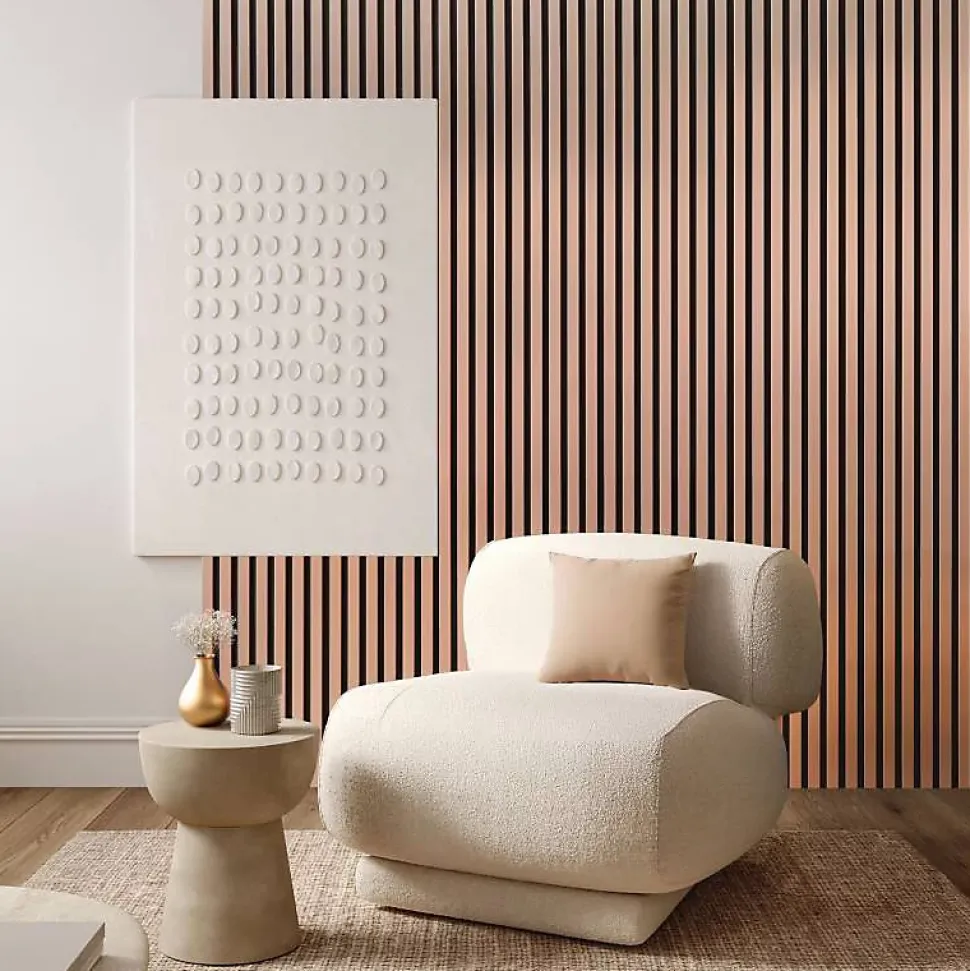 Lot de 4 Panneaux tasseaux bois 250 x 30 x 1,9 cm - rose gold/feutrine noir - 3m²