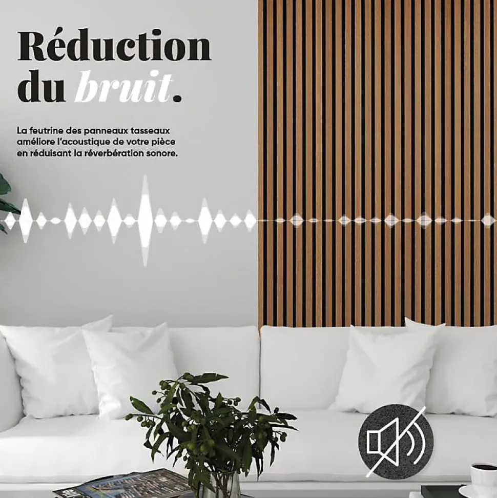 Lot de 2 panneaux tasseaux bois 250 x 30 x 1 cm - Lamelles bois placage chêne clair véritable fond noir - 1,5m²