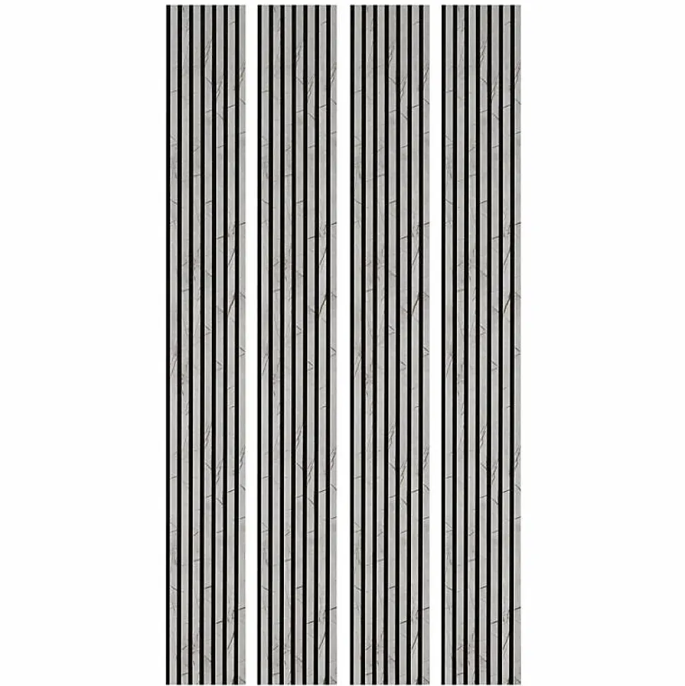 Lot de 4 Panneaux tasseaux bois 250 x 30 x 1,9 cm - décor marbre gris/feutrine noir - 3m²