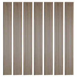 Lot de 7 Panneaux tasseaux bois 250 x 30 x 1,9 cm - décor chêne clair fond noir - 5,25m²