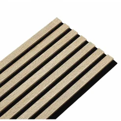 Lot de 7 Panneaux tasseaux bois 250 x 30 x 1,9 cm - décor chêne clair fond noir - 5,25m²