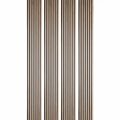 Lot de 4 Panneaux tasseaux bois 250 x 30 x 1,9 cm - décor chêne clair fond noir - 3m²