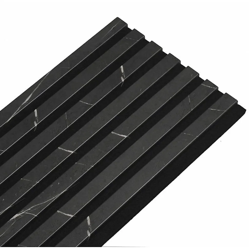 Lot de 2 Panneaux tasseaux bois 250 x 30 x 1,9 cm - décor marbre noir/feutrine noir - 1,5m²