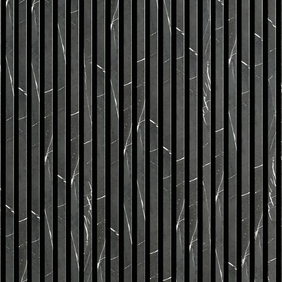 Lot de 2 Panneaux tasseaux bois 250 x 30 x 1,9 cm - décor marbre noir/feutrine noir - 1,5m²