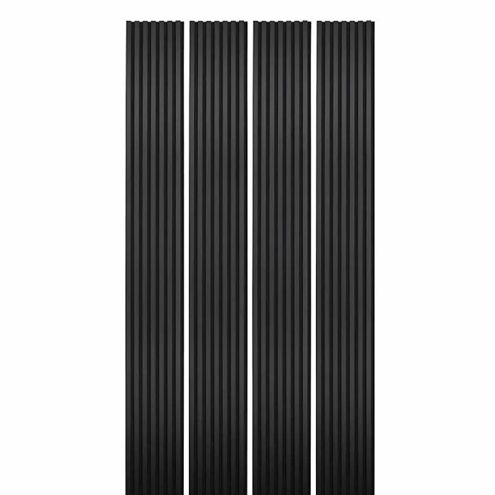 Lot de 4 Panneaux tasseaux bois 250 x 30 x 1,9 cm - Lamelles placage noir fond noir - 3m²