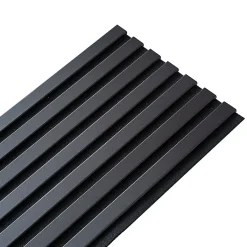 Lot de 4 Panneaux tasseaux bois 250 x 30 x 1,9 cm - Lamelles placage noir fond noir - 3m²