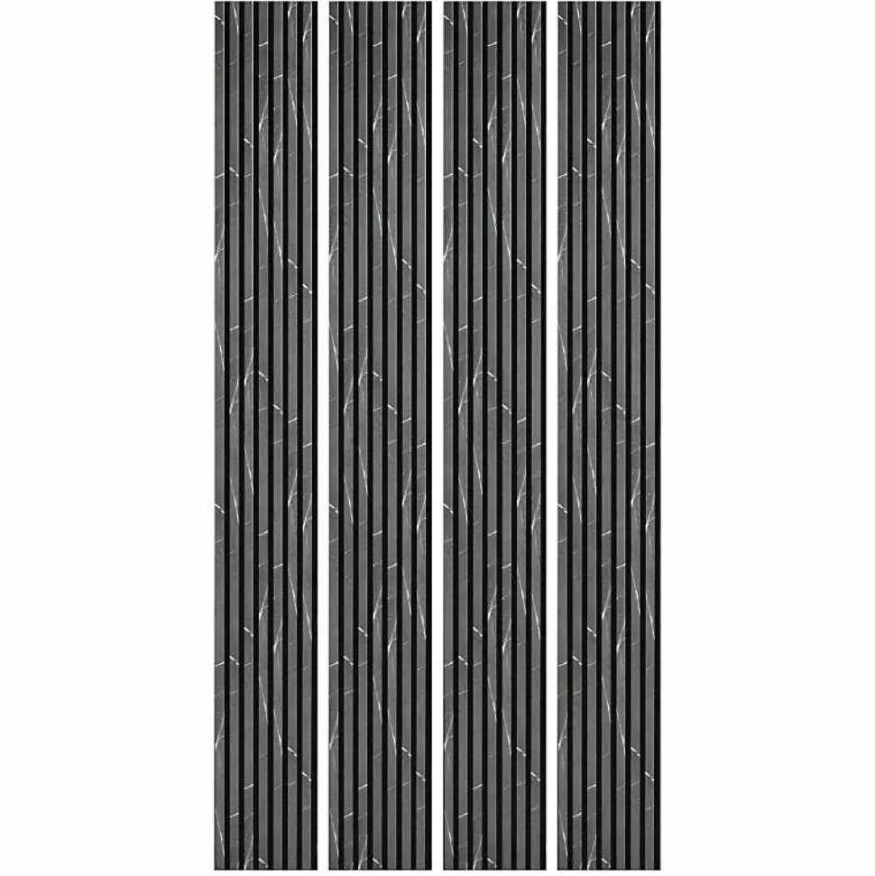 Lot de 4 Panneaux tasseaux bois 250 x 30 x 1,9 cm - décor marbre noir/feutrine noir - 3m²