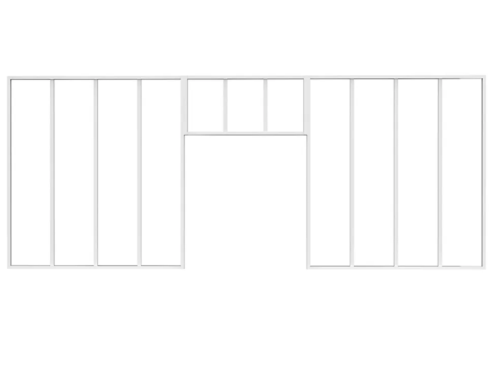 Lot de 2 verrières atelier avec imposte en aluminium thermolaqué - 2 x L120 x H130 + L83 x H40 cm - Blanc - BAYVIEW
