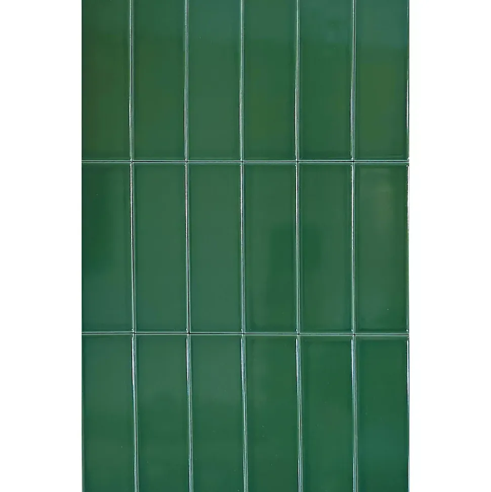 Mini Brick Ikon Lisse Green Série Revêtement Porcelaine Premium 5x15cm