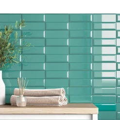Mini Brick Ikon Lisse Teal Série Revêtement Porcelaine Premium 5x15cm