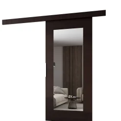 MINIO go for it, porte coulissante CLEAN I 76 cm portes de chambre, avec miroir, wengé