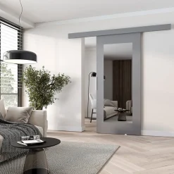 MINIO go for it, porte coulissante CLEAN I 76 cm portes de chambre, avec miroir, Gris