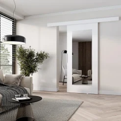MINIO go for it, porte coulissante CLEAN I 86 cm portes de chambre, avec miroir, Blanc