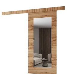 MINIO go for it, porte coulissante CLEAN I 76 cm portes de chambre, avec miroir, Chêne Wotan