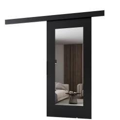 MINIO go for it, porte coulissante CLEAN I 76 cm portes de chambre, avec miroir, Noir