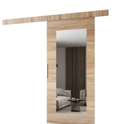 MINIO go for it, porte coulissante CLEAN I 86 cm portes de chambre, avec miroir, Chêne Sonoma