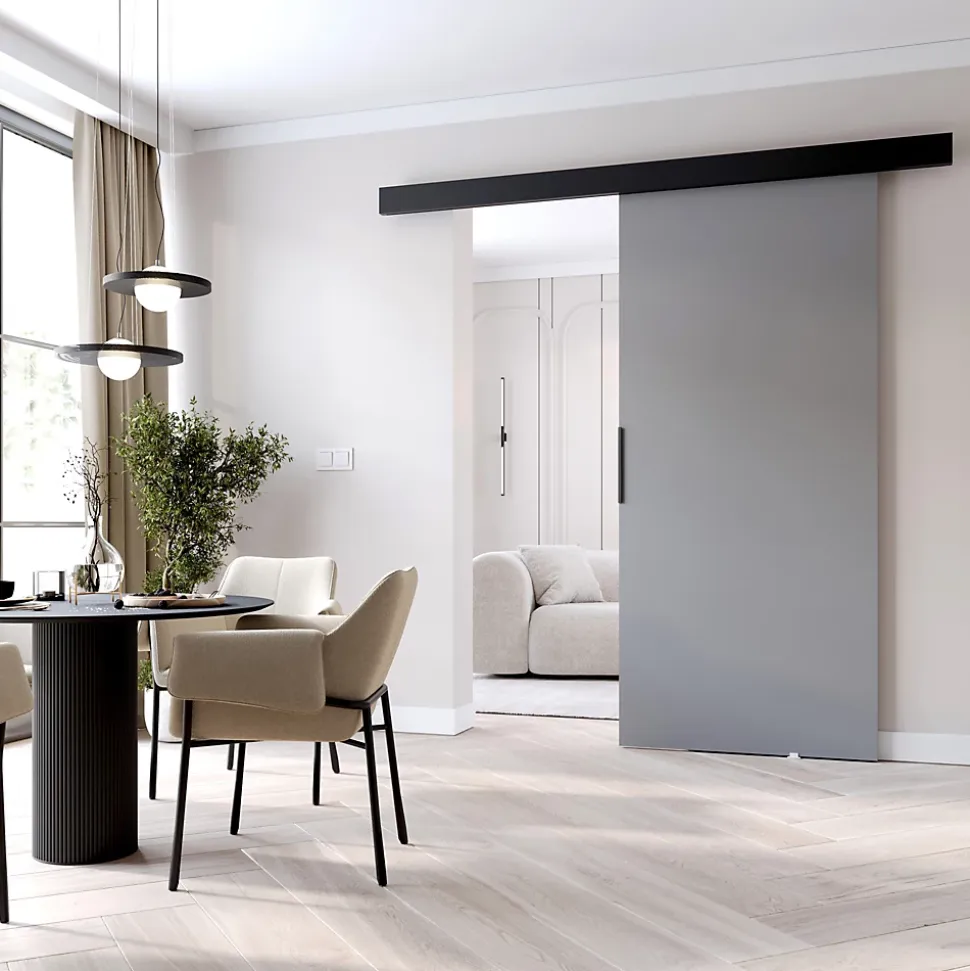 MINIO go for it, porte coulissante PRIM A 86 cm, Poignée noire, Gris / Noir