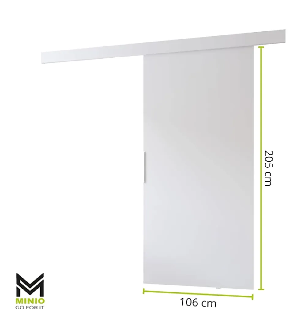 MINIO go for it, porte coulissante PRIM A 106 cm, Poignée noire, Blanc / Noir