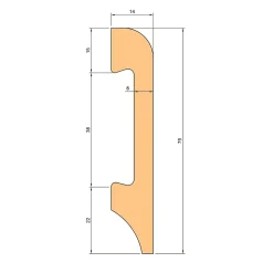 108ML de plinthe BC brossée en EqualWood HI-TEC POLYMERS 75x14mm Noir, Blanc, Aluminium etc. - NOIR