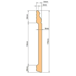 100ml de Plinthe DUCALE en EqualWood HI-TEC POLYMERS 170x14x2000mm - BLANC