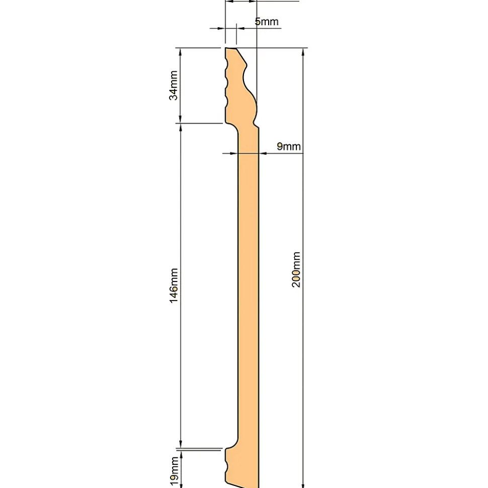 100ml de Plinthe DUCALE GIANT en EqualWood HI-TEC POLYMERS 200x14x2000mm - BLANC