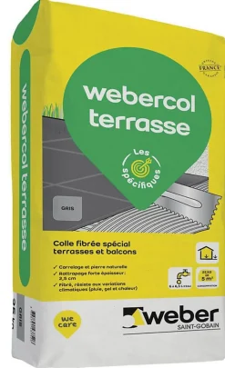 Mortier- colle pour carrelage (C2E) WEBER COL TERASSE - Sac de 25 Kg - BEIGE